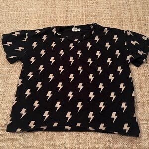 Forever French Lighting Bolt T-shirt Size 8/9 Black Tan